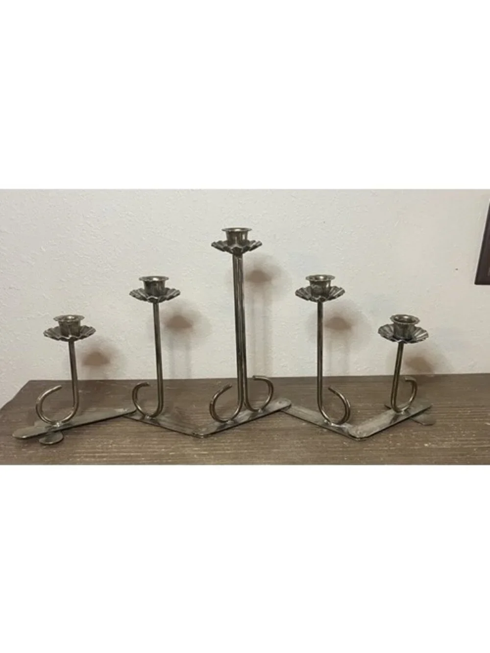 Vintage Brass Accordion Candelabra Folding 5 Stick Candlestick Holder MCM
